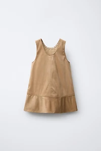 STUDDED FAUX SUEDE DRESS