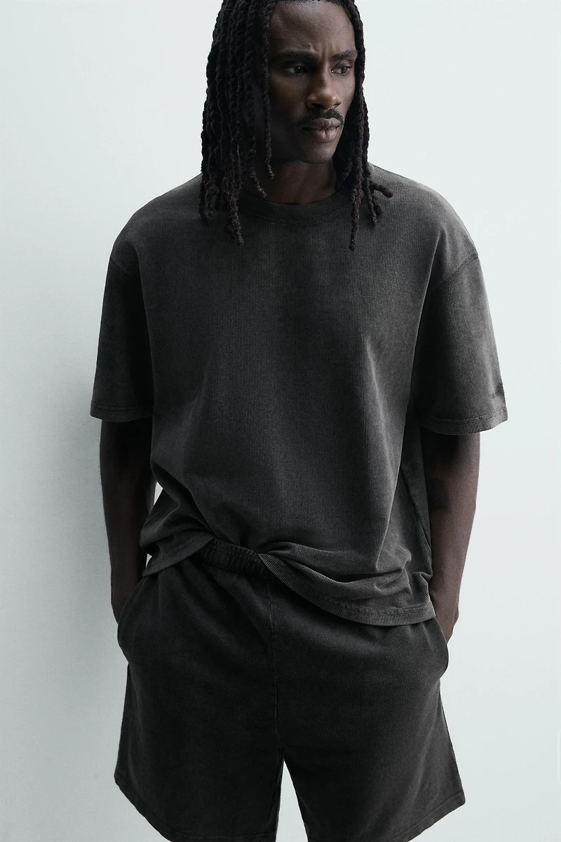 WASHED WAFFLE TEXTURE SHORTS