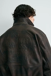 EMBOSSED FAUX LEATHER FORD © BOMBER JACKET