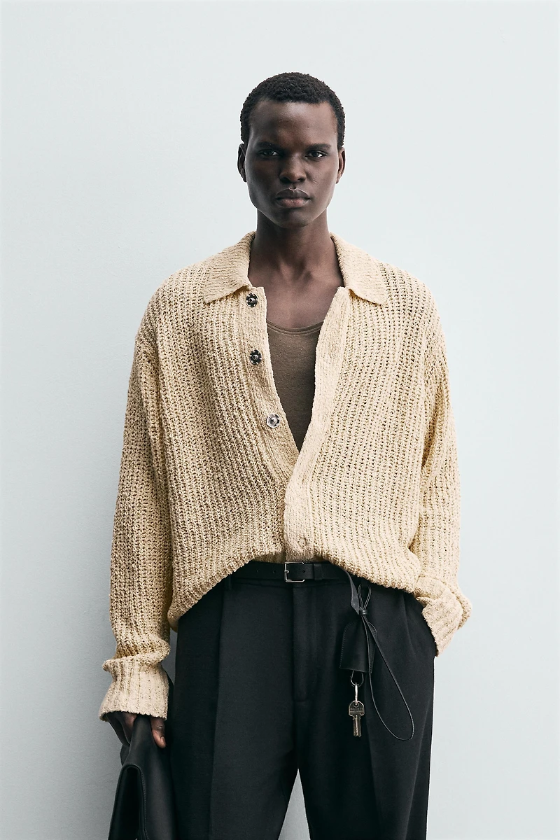 TEXTURED KNIT CARDIGAN