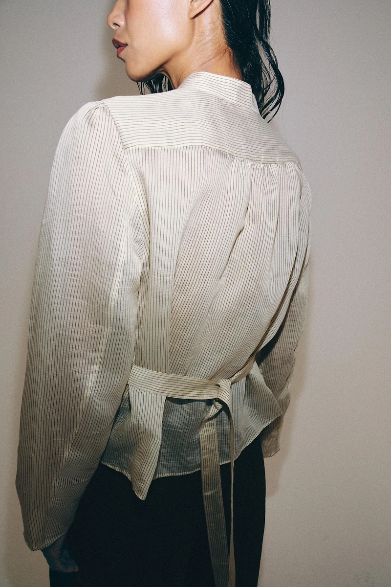 ZW COLLECTION STRIPED FROG CLASP SHIRT
