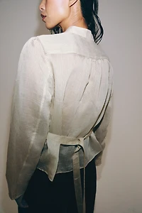 ZW COLLECTION STRIPED FROG CLASP SHIRT