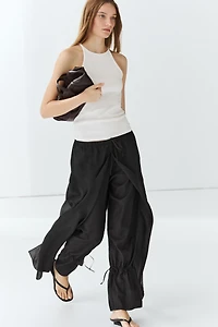 Double-layer pants with tie detail