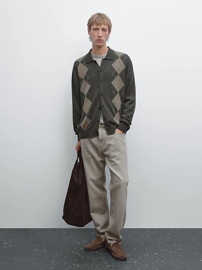 Wool blend knit cardigan