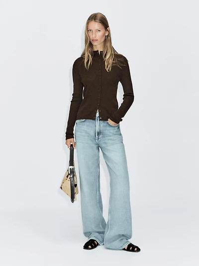 Ribbed wool blend cardigan