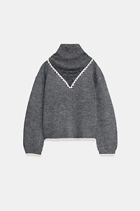 GILET EN MAILLE BANDANA AVEC DENTELLE