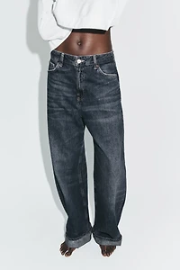TRF BAGGY FOLDED MID-RISE JEANS