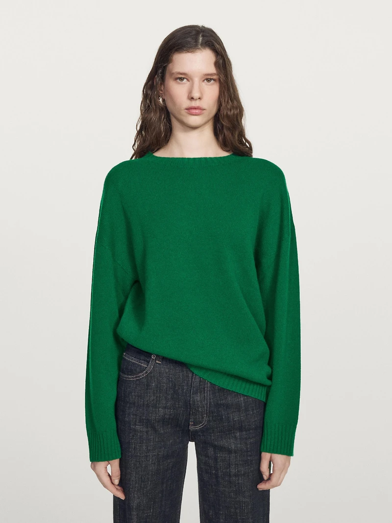 Wool blend crew neck sweater