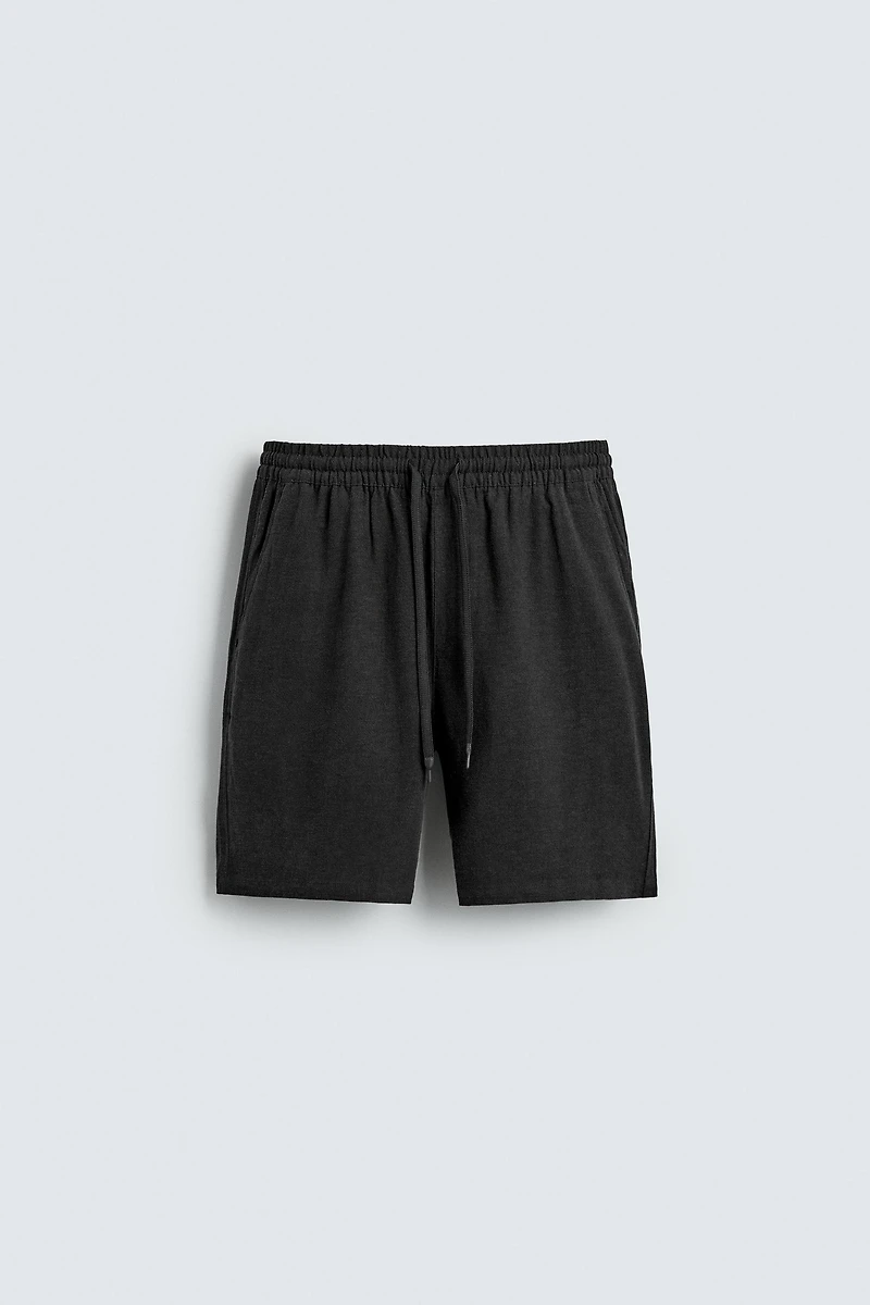 RELAXED FIT VISCOSE - LINEN SHORTS