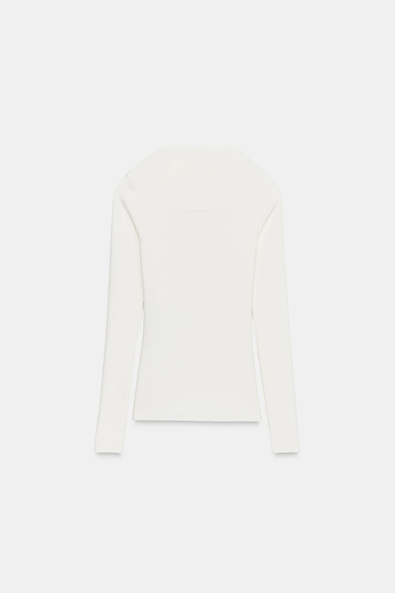 T-SHIRT CÔTELÉ À MANCHES LONGUES