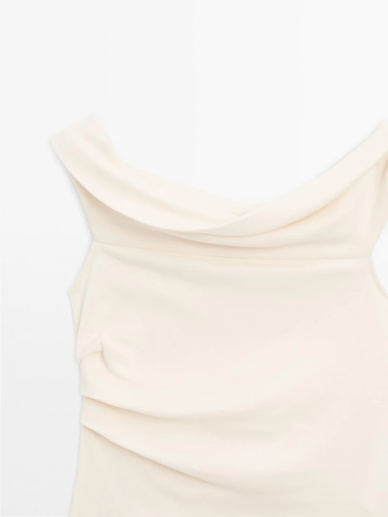 Draped strapless top