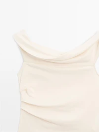 Draped strapless top
