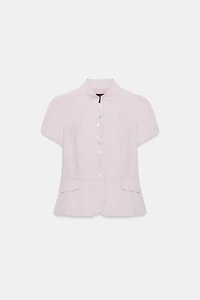 SHORT SLEEVE BUTTON-FRONT TOP