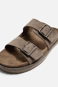 DOUBLE STRAP LEATHER SANDALS