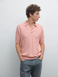 Knit V-neck polo shirt