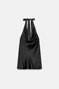 SATIN EFFECT HALTER DRESS