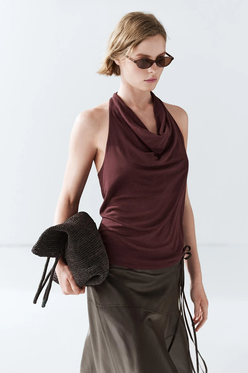 100% cotton draped top