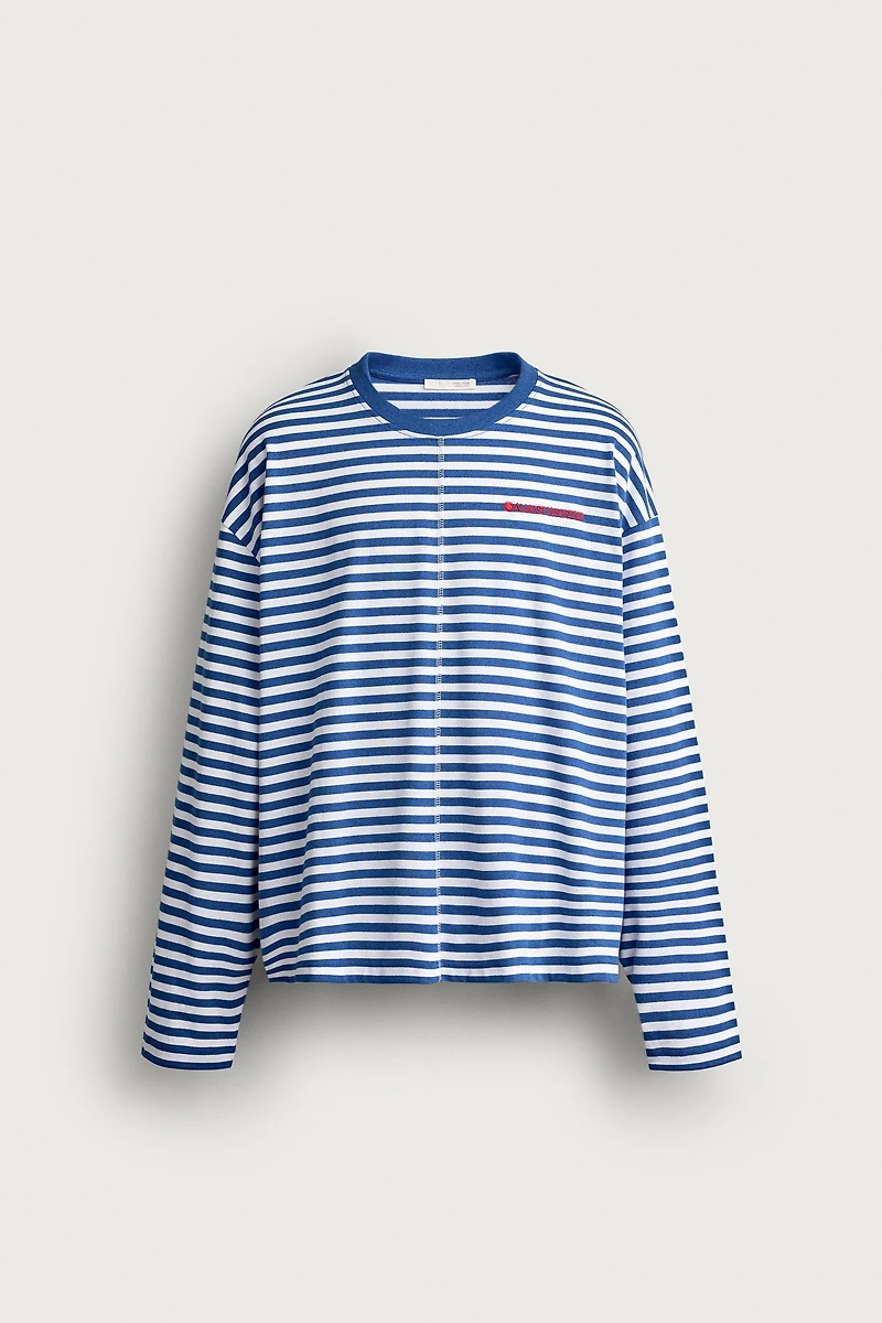 STRIPED JACQUARD EMBROIDERED T-SHIRT