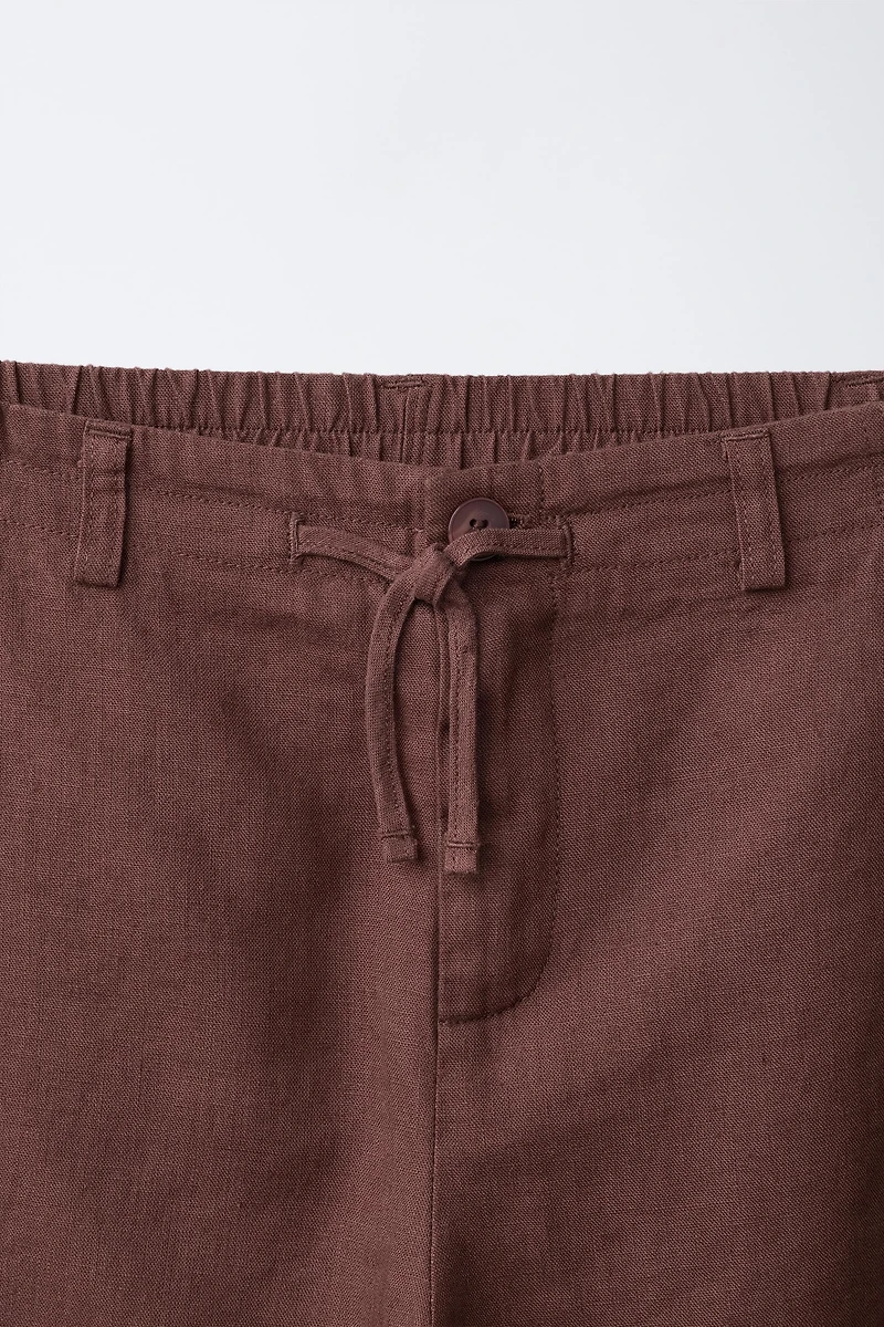 LINEN BARREL PANTS