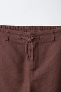 LINEN BARREL PANTS