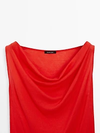 100% cotton top with draped neckline