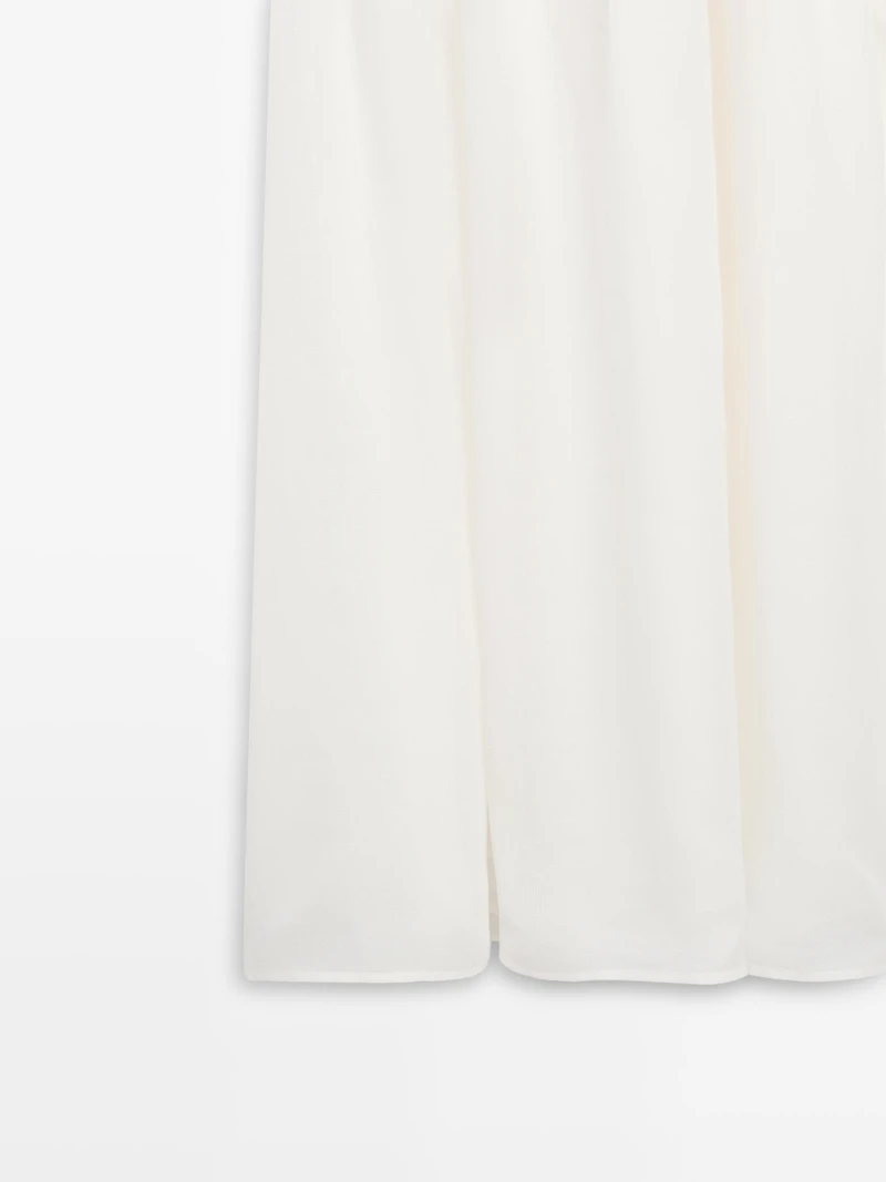 Long matching linen blend dress