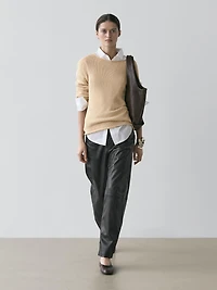 Cotton blend knit sweater
