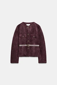 FAUX SUEDE BELTED BLAZER