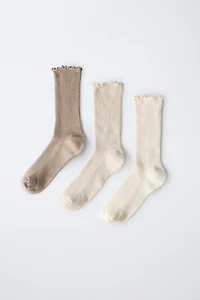 LOT DE TROIS PAIRES CHAUSSETTES HAUTES VELOURS BOUCLÉ