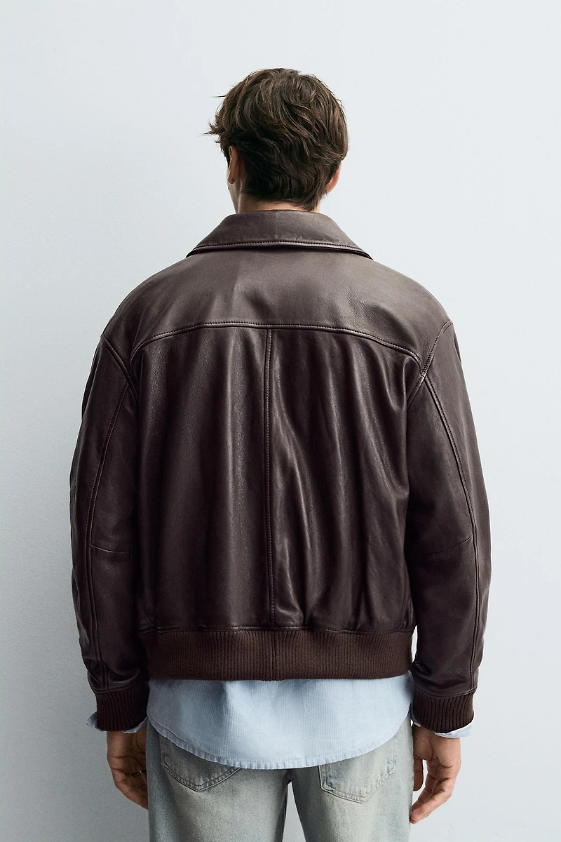 VESTE EN CUIR À POCHES