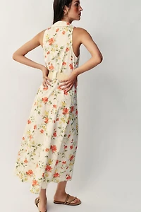 PRINTED BELTED MIDI DRESS