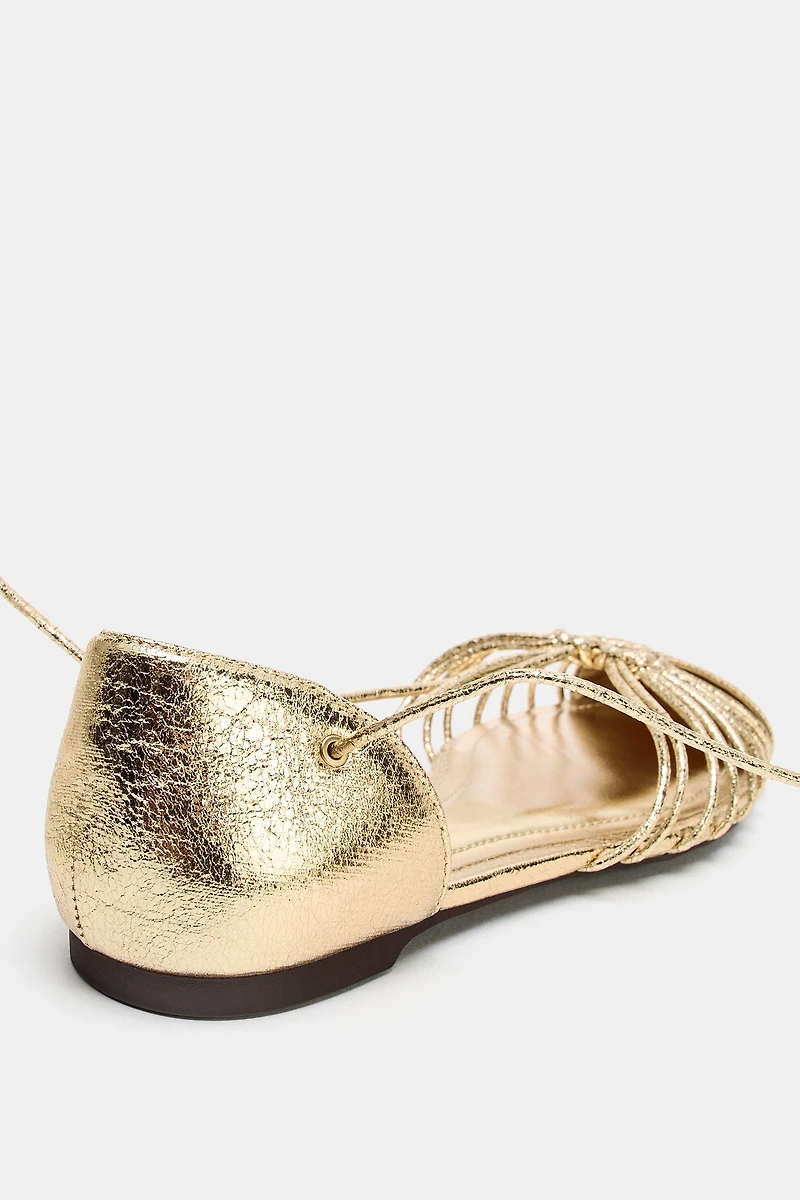 METALLIC LACE-UP FISHERMAN SANDALS