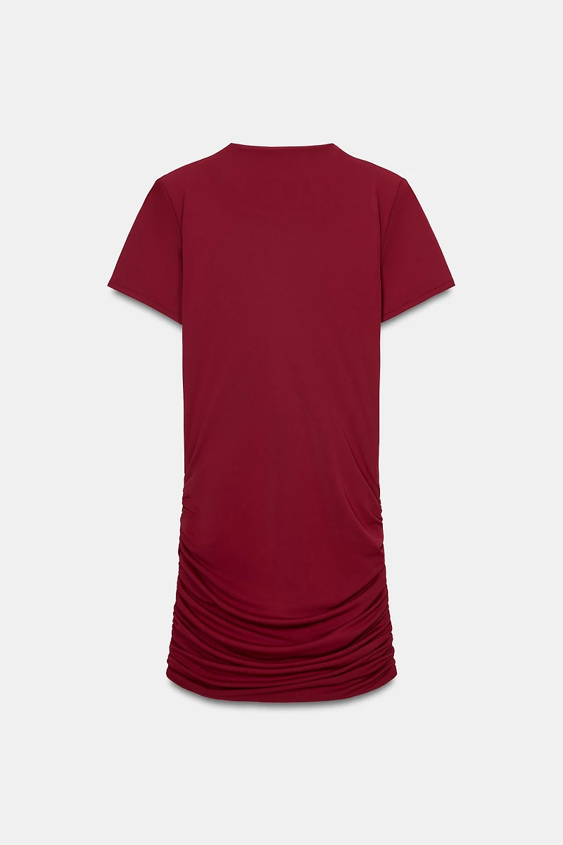DRAPED SHOULDER PAD DRESS