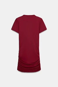 DRAPED SHOULDER PAD DRESS