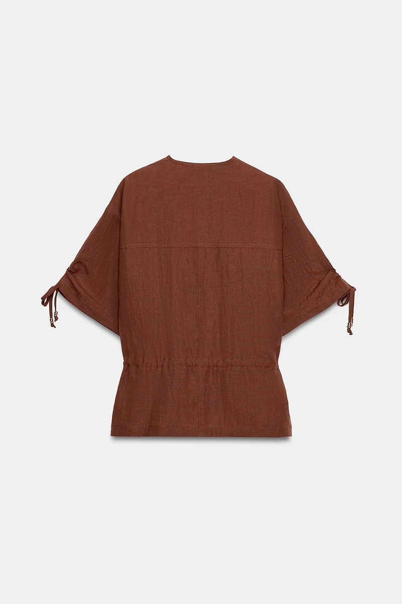 SHORT SLEEVE BEADED SAFARI JACKET