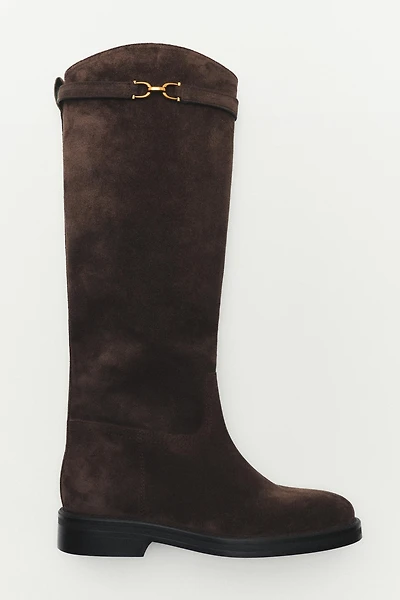 Split suede leather equestrian boot