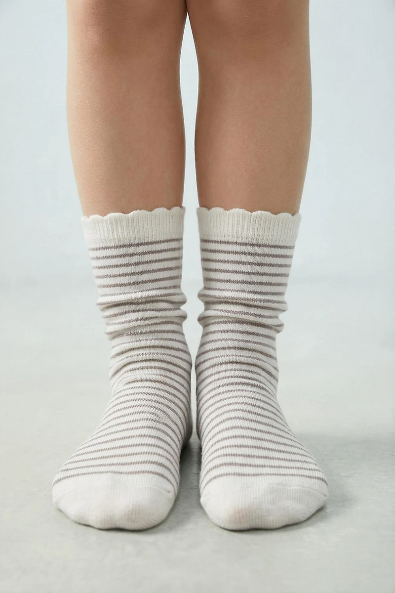 FIVE-PACK OF STRIPED AND POLKA DOT KNEE SOCKS