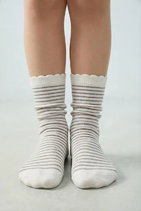 FIVE-PACK OF STRIPED AND POLKA DOT KNEE SOCKS