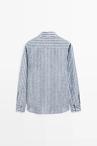 Regular fit striped 100% linen shirt