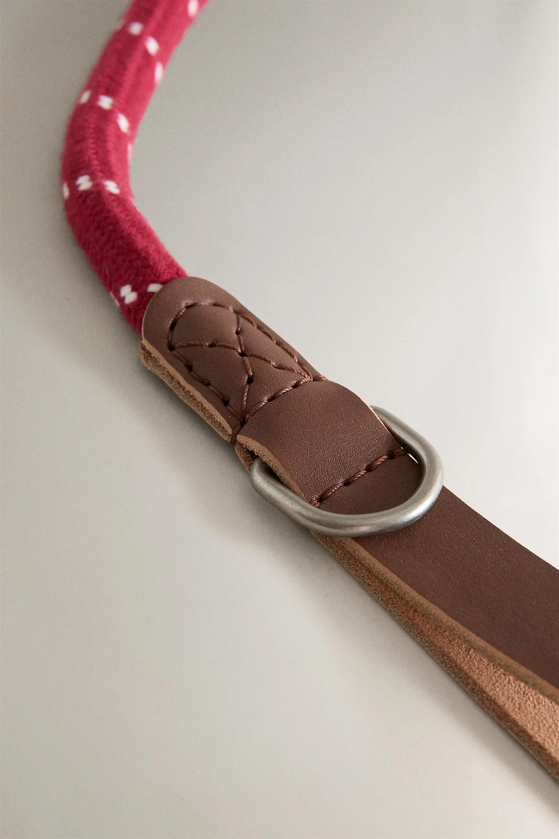 LAISSE CORDE ET CUIR ANIMAUX