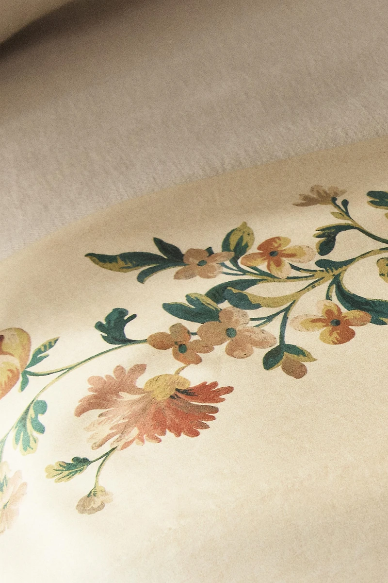 DRAP DE DESSUS SATIN IMPRIMÉ FLEURS