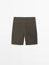 Cotton blend Bermuda shorts with pocket
