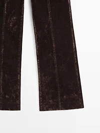 Jean flare taille haute effet velours