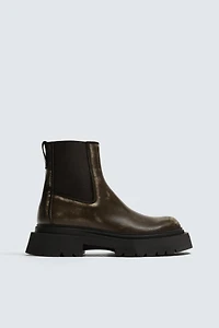 WORN-EFFECT CHELSEA BOOTS WITH CHUNKY SOLE