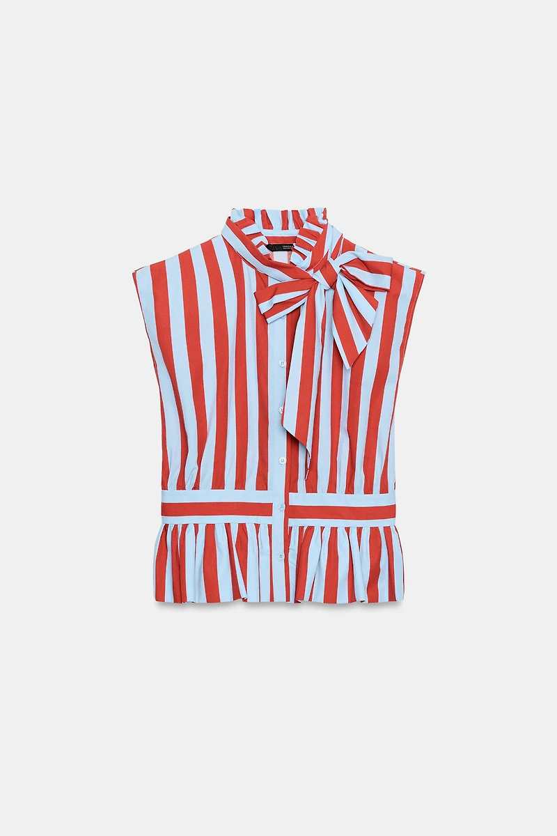 KNOTTED STRIPED BLOUSE