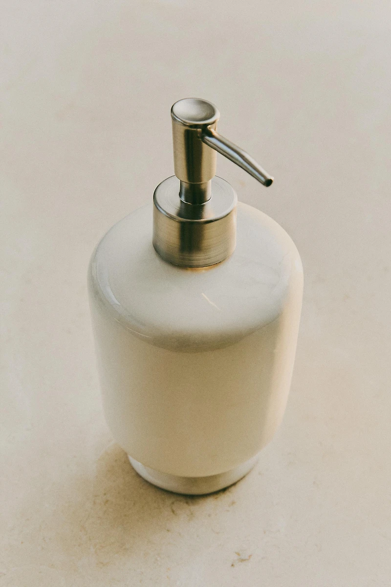 CREAM CERAMIC SOAP DISPENSER