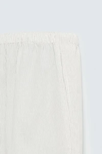 STRIPED COTTON-HEMP BERMUDA SHORTS
