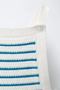 STRIPED KNIT OVERALL SHORTS