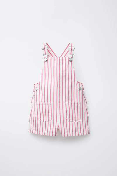 STRIPED TWILL OVERALLS