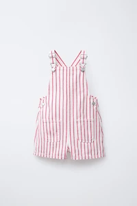 STRIPED TWILL OVERALLS